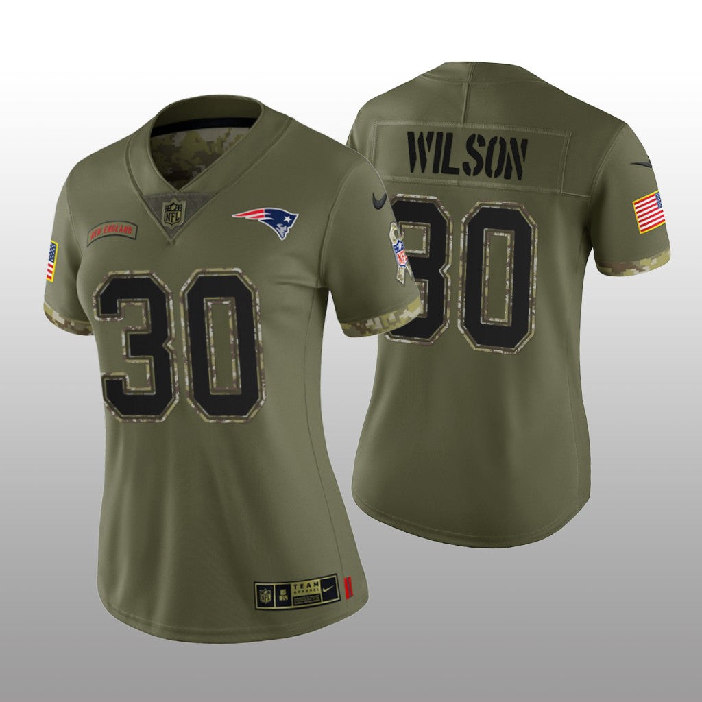 New England Patriots Mack Wilson Olive Limited Jersey Salute To Service Women's