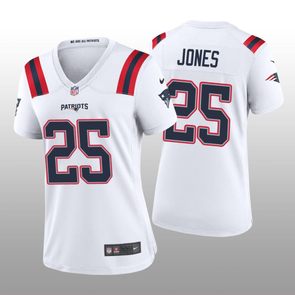 New England Patriots Marcus Jones White Jersey Game Women's