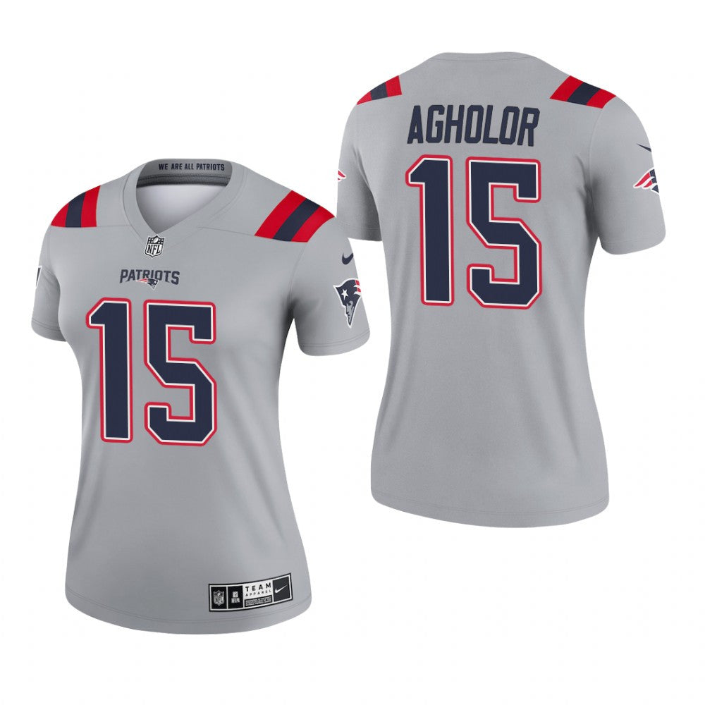 New England Patriots Nelson Agholor Gray Jersey Inverted Legend Women's