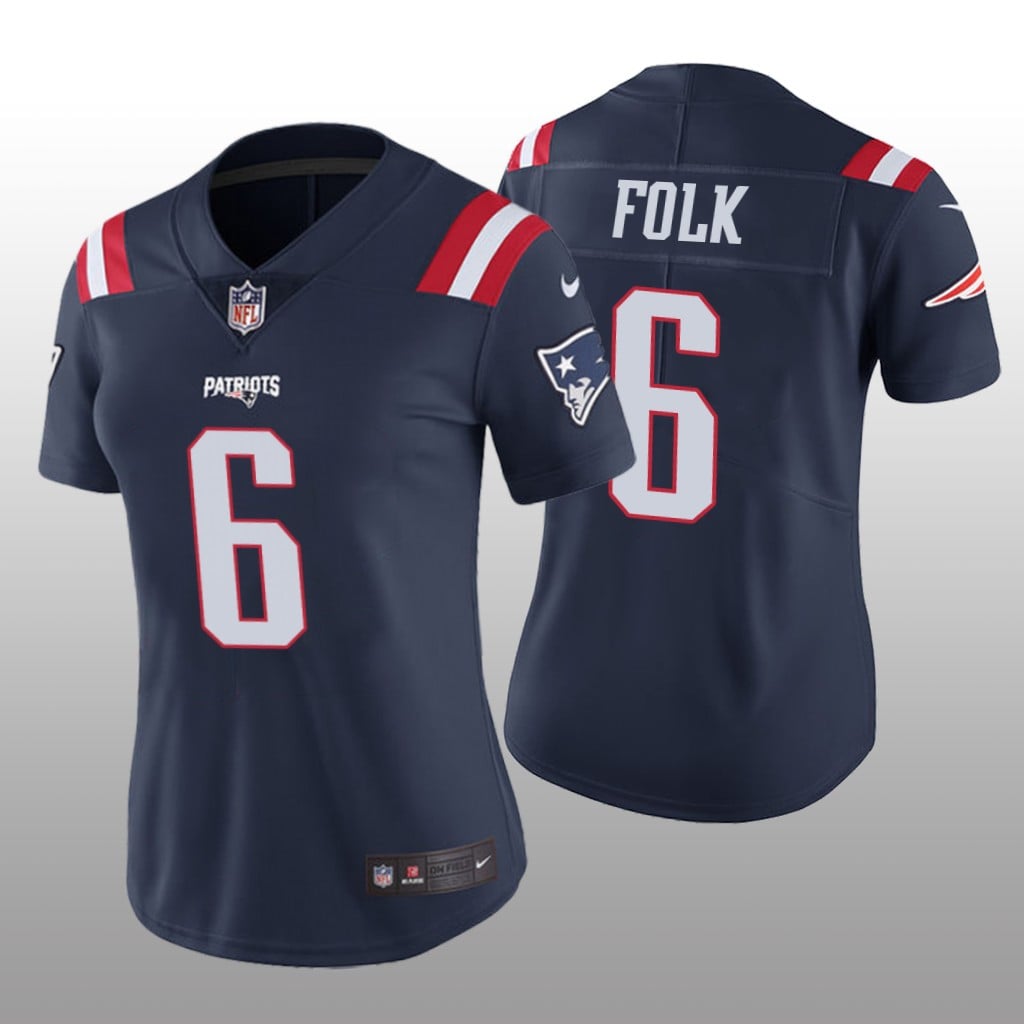 New England Patriots Nick Folk Navy Jersey Color Rush Limited Women's