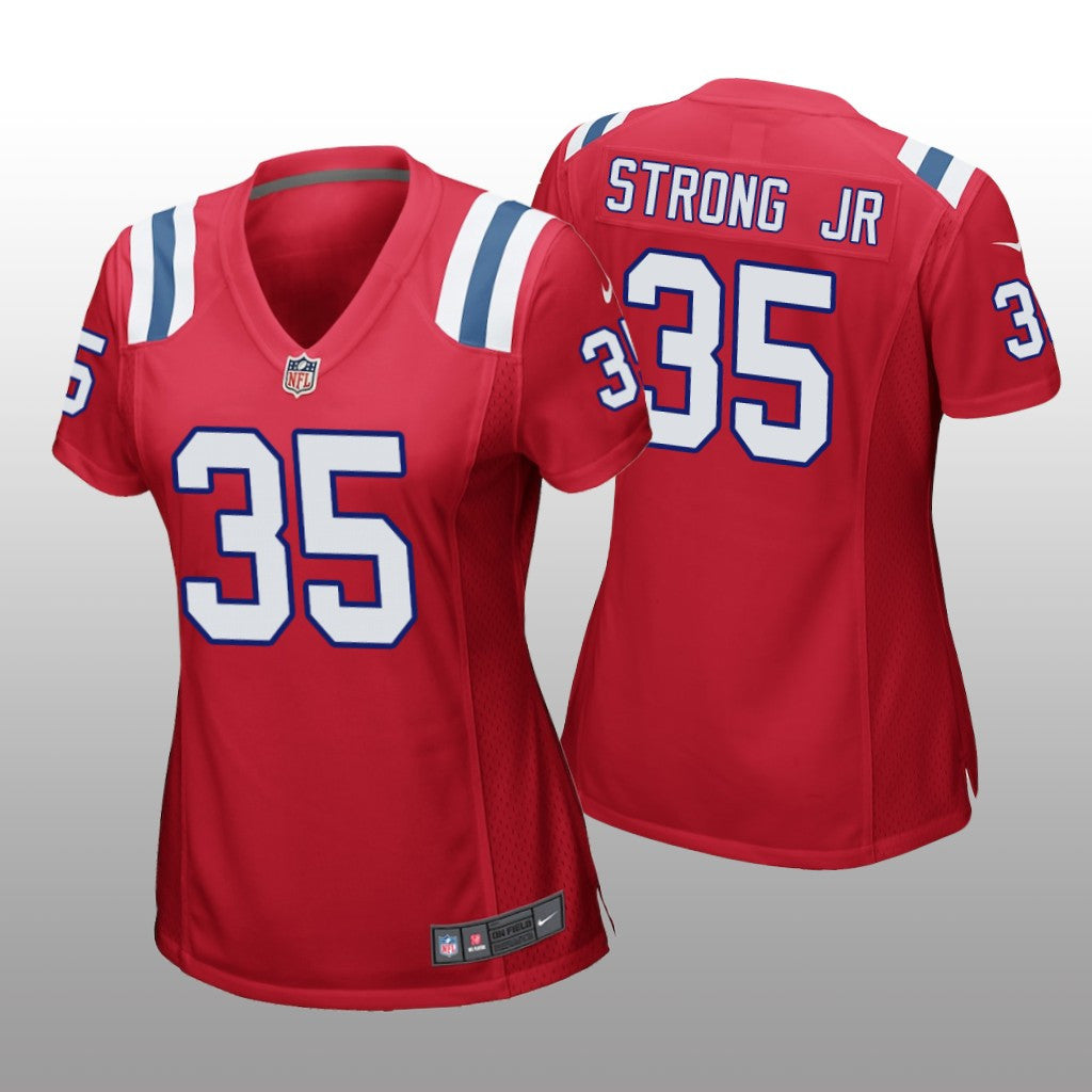 New England Patriots Pierre Strong Jr. Red Jersey Game Women's