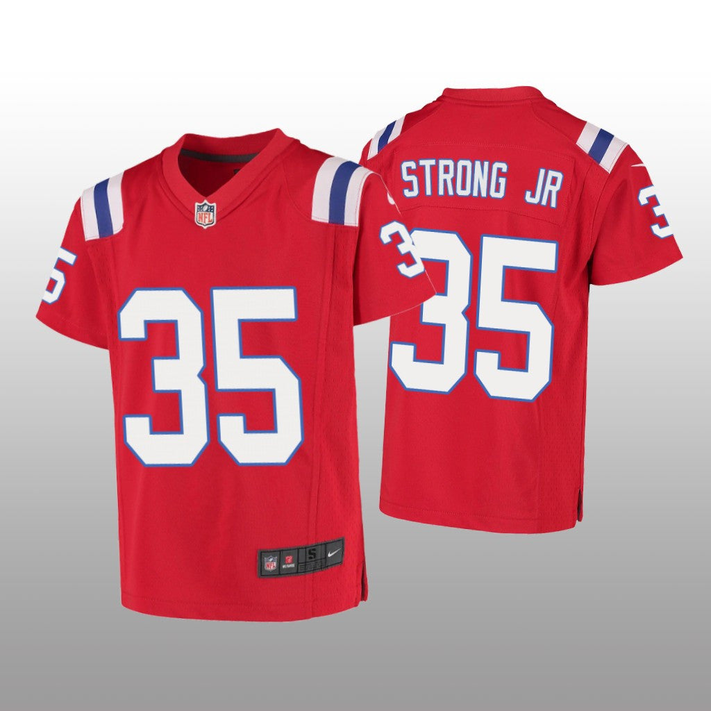 New England Patriots Pierre Strong Jr. Red Jersey Game Youth