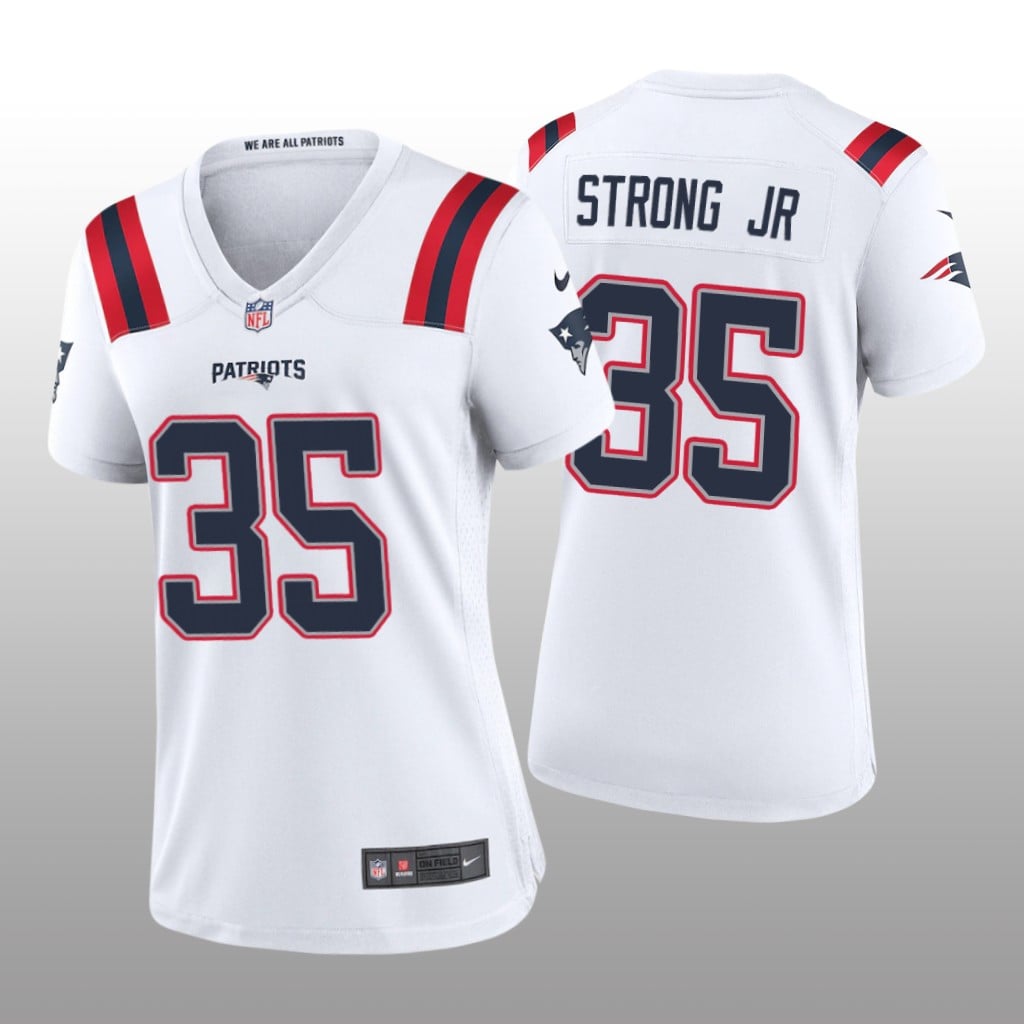 New England Patriots Pierre Strong Jr. White Jersey Game Women's