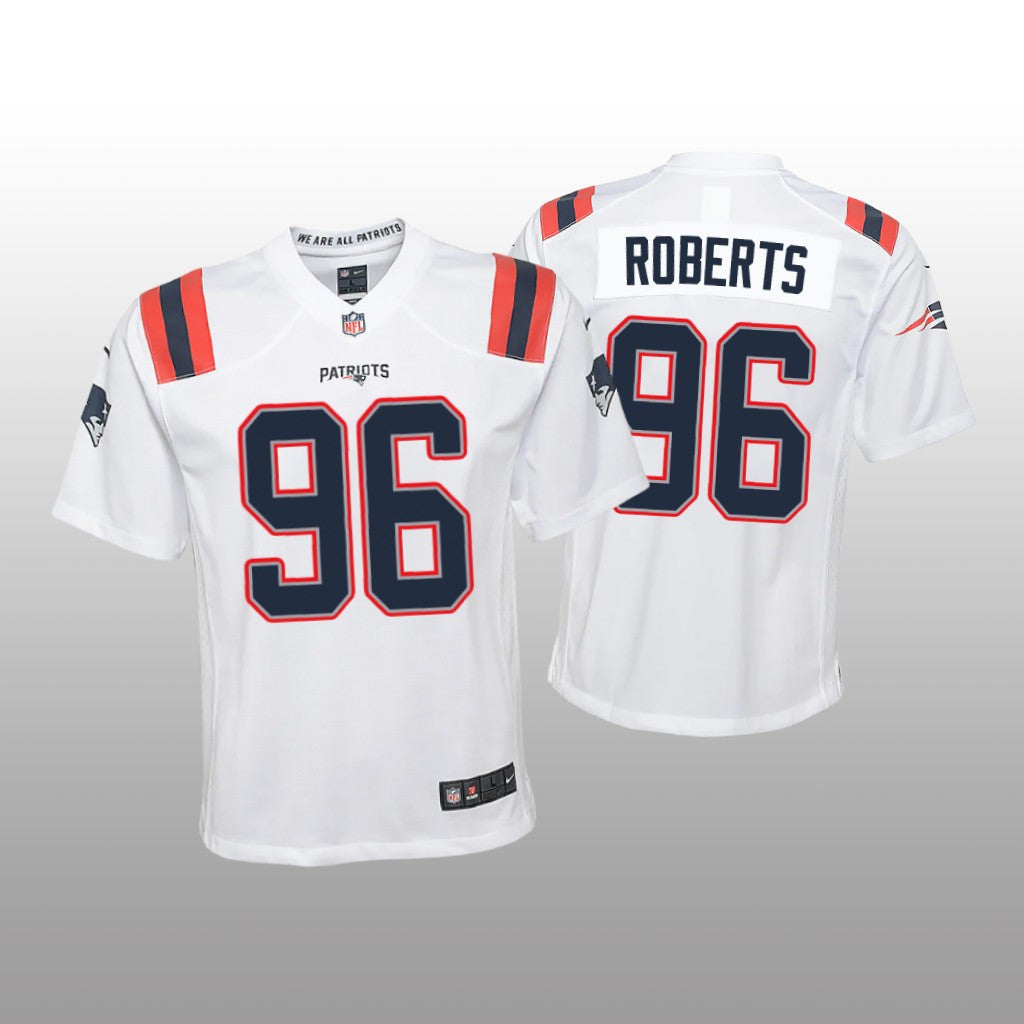New England Patriots Sam Roberts White Jersey Game Youth