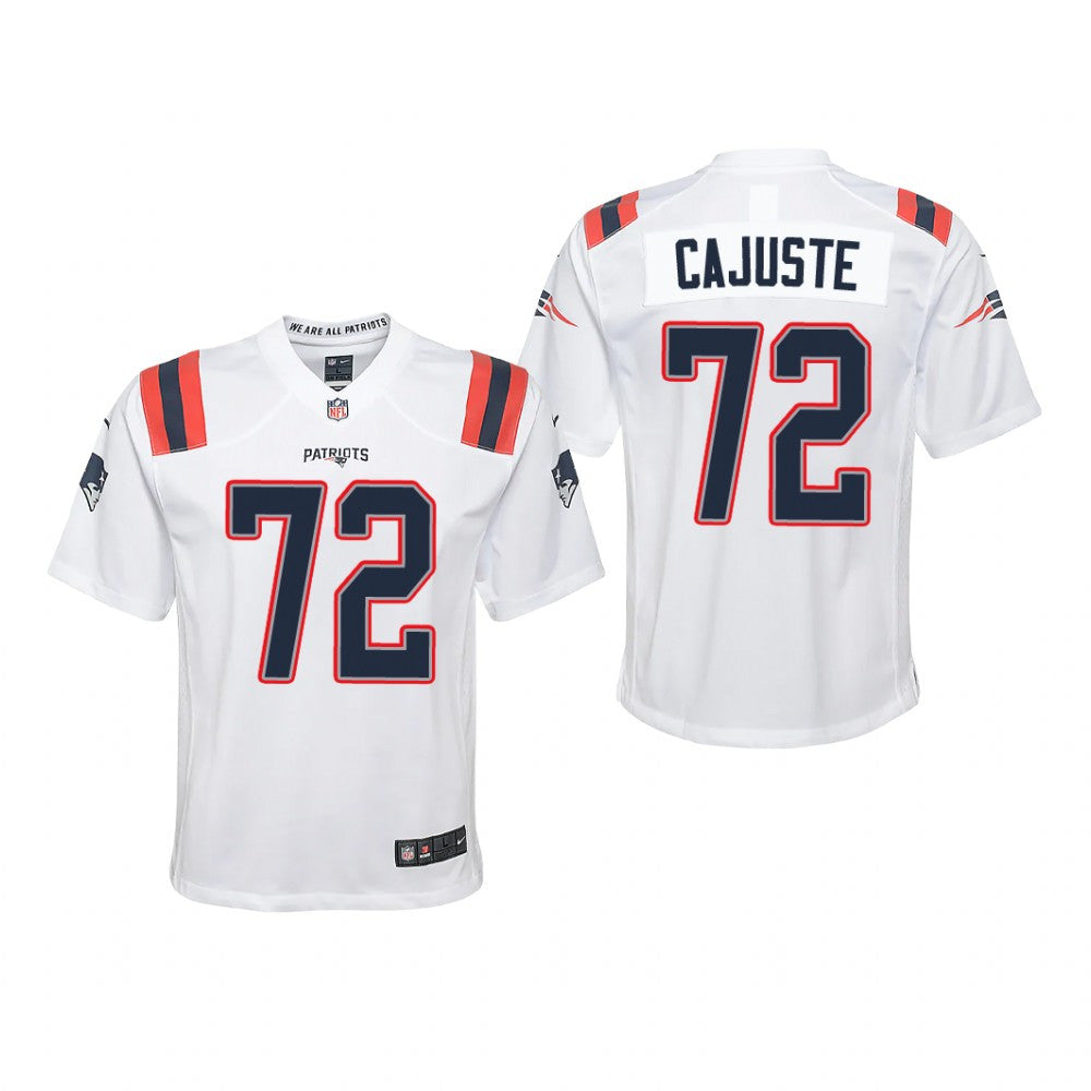 New England Patriots Yodny Cajuste White Jersey Game Youth