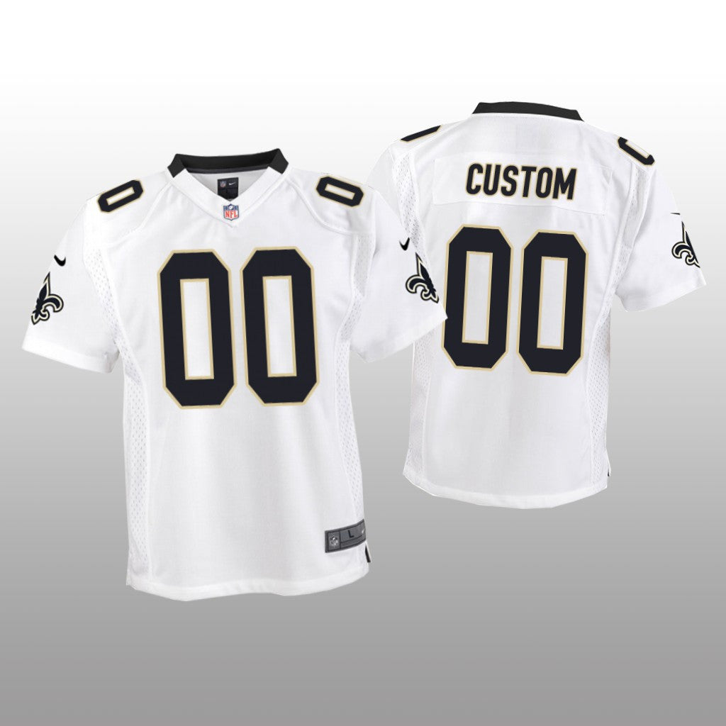New Orleans Saints #00 White Custom Game Jersey Youth