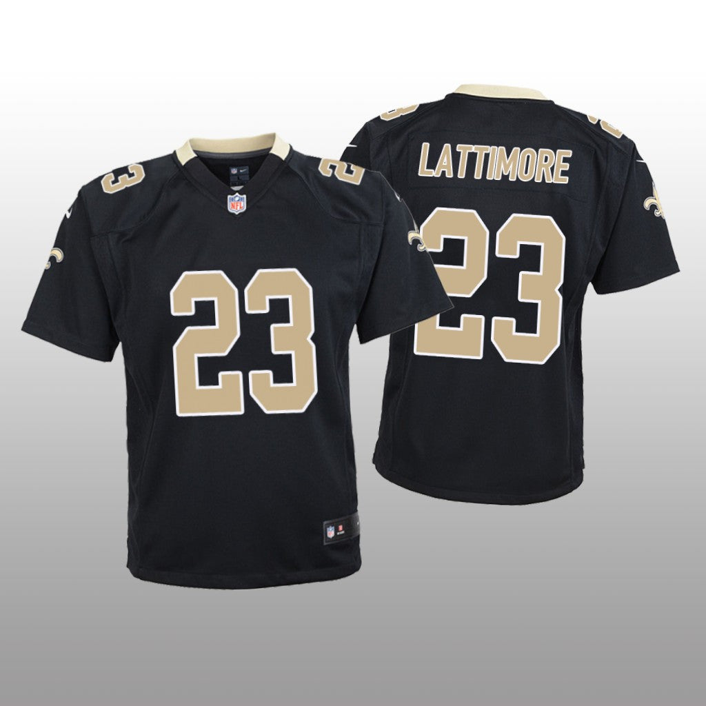New Orleans Saints #23 Black Marshon Lattimore Game Jersey Youth