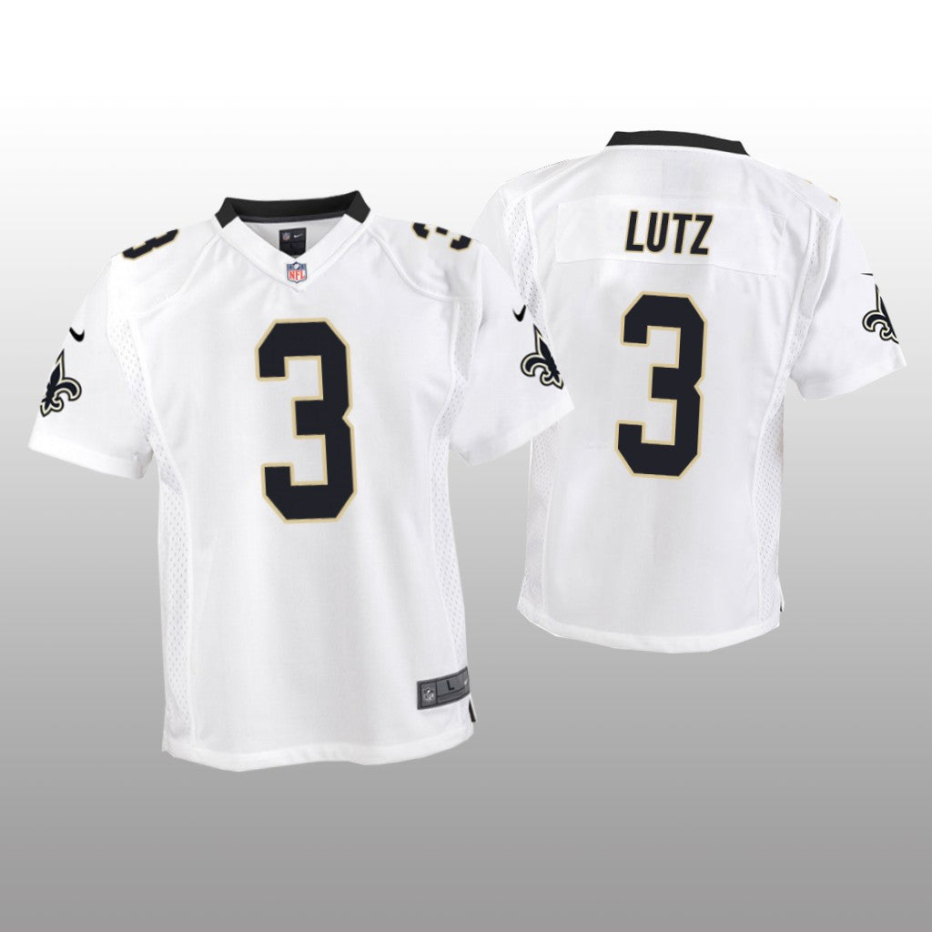 New Orleans Saints #3 White Wil Lutz Game Jersey Youth