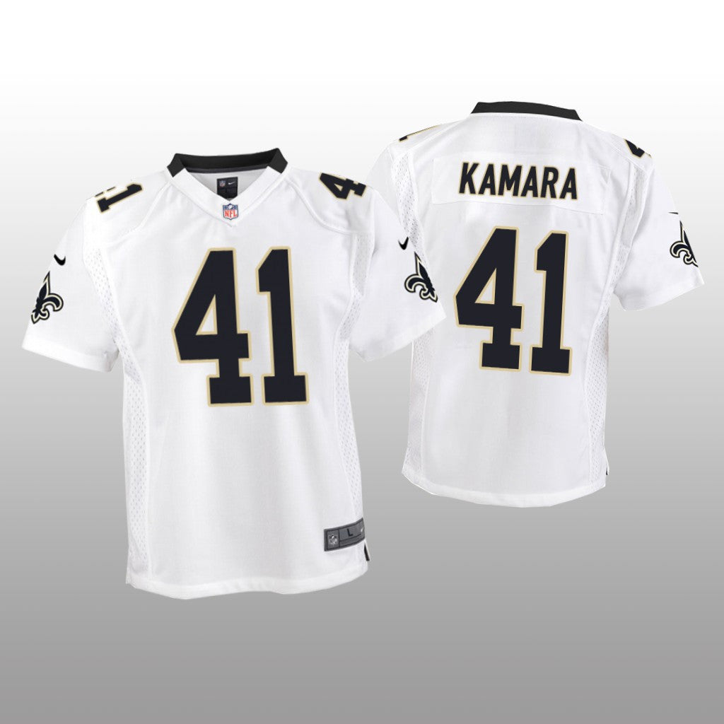 New Orleans Saints #41 White Alvin Kamara Game Jersey Youth