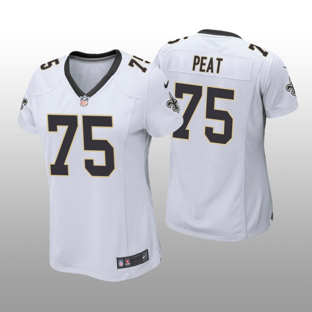 New Orleans Saints #75 White Andrus Peat Game Jersey Women