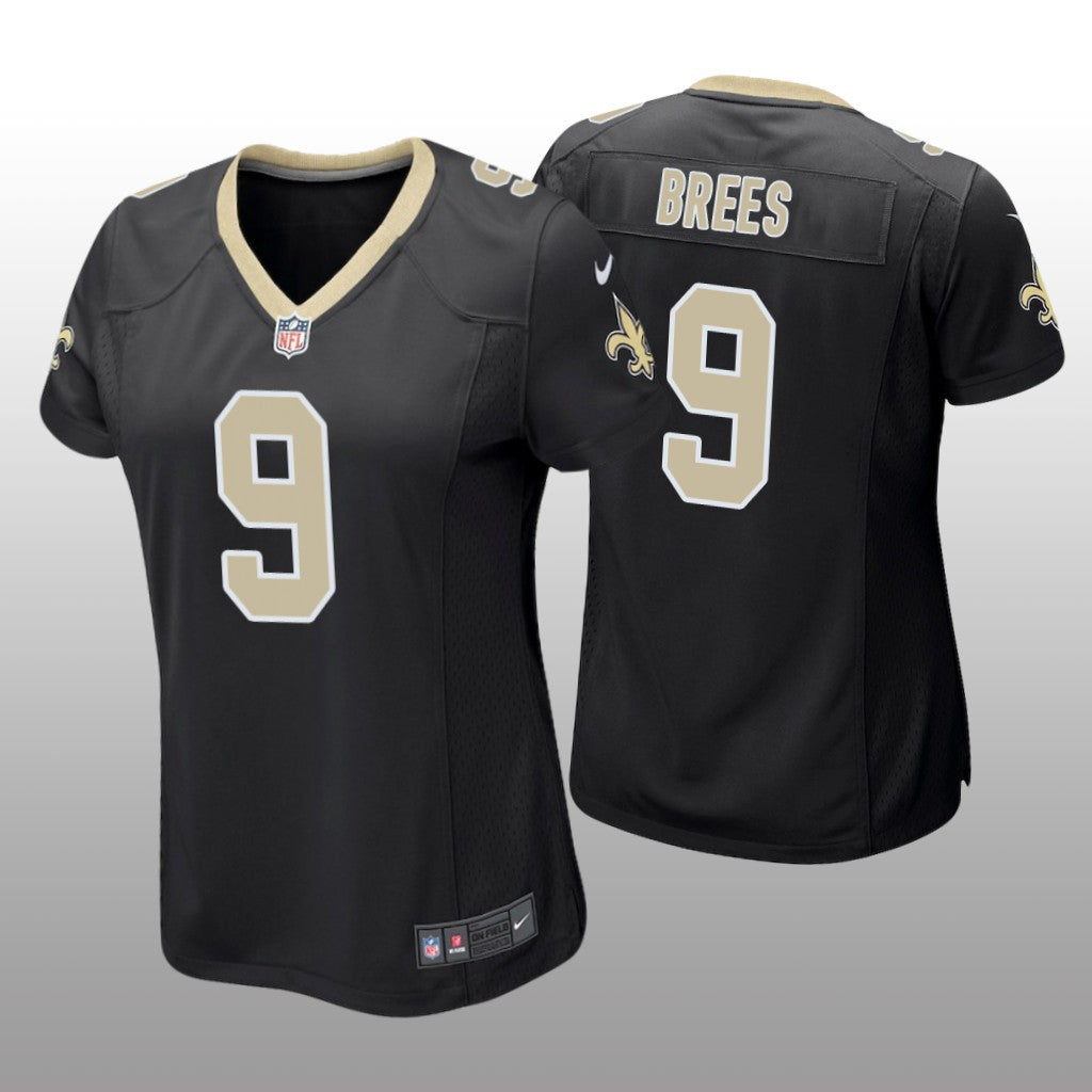 New Orleans Saints #9 Black Drew Brees Game Jersey Women