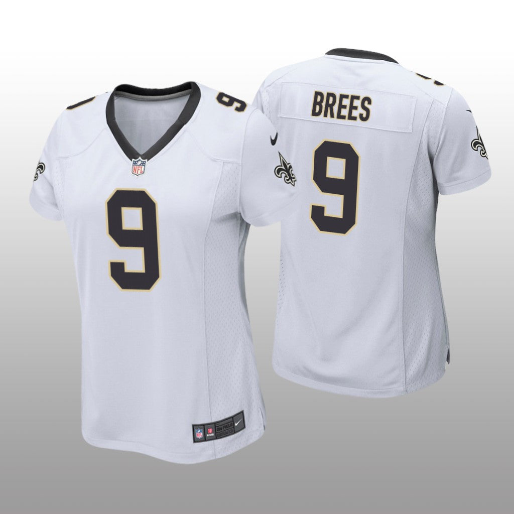 New Orleans Saints #9 White Drew Brees Game Jersey Women
