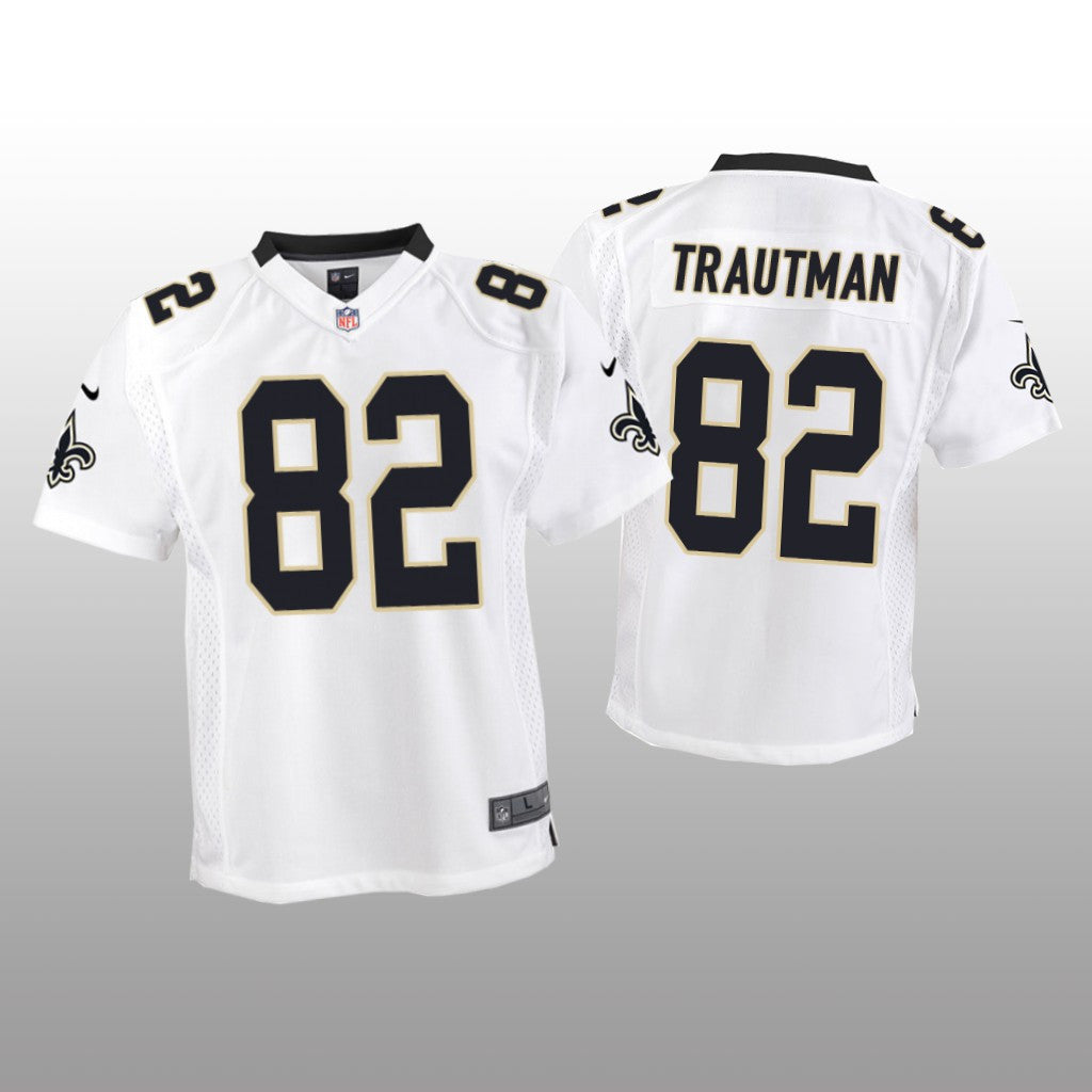 New Orleans Saints Adam Trautman White Jersey Game Youth