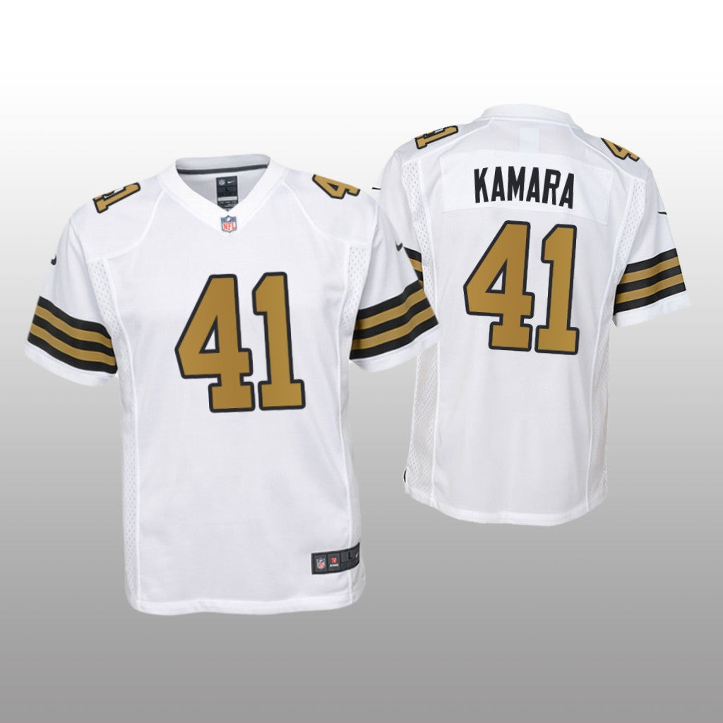 New Orleans Saints Alvin Kamara White Jersey Game Youth