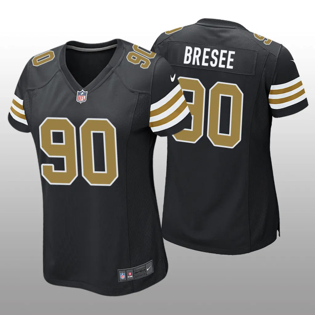 New Orleans Saints Bryan Bresee Black Jersey Alternate Game Women's