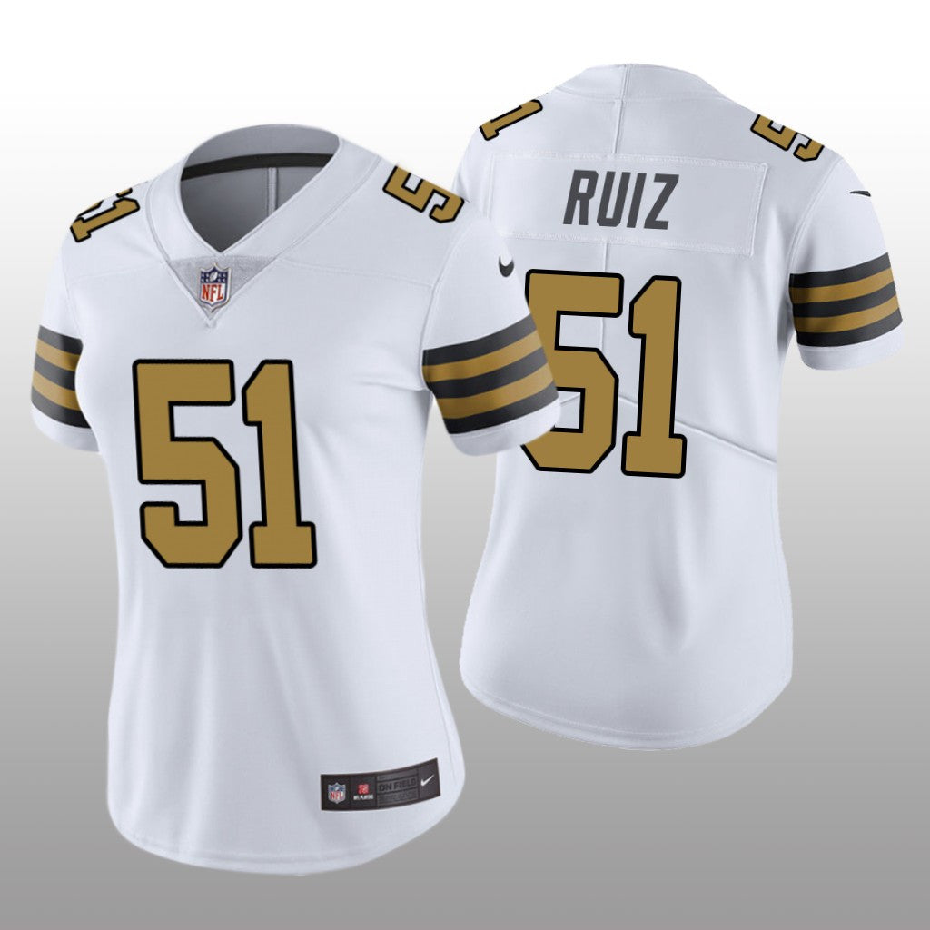 New Orleans Saints Cesar Ruiz White Jersey Color Rush Limited Women's