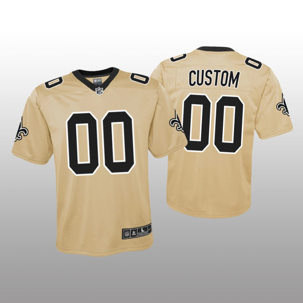 New Orleans Saints Custom Gold Jersey Inverted Game Youth