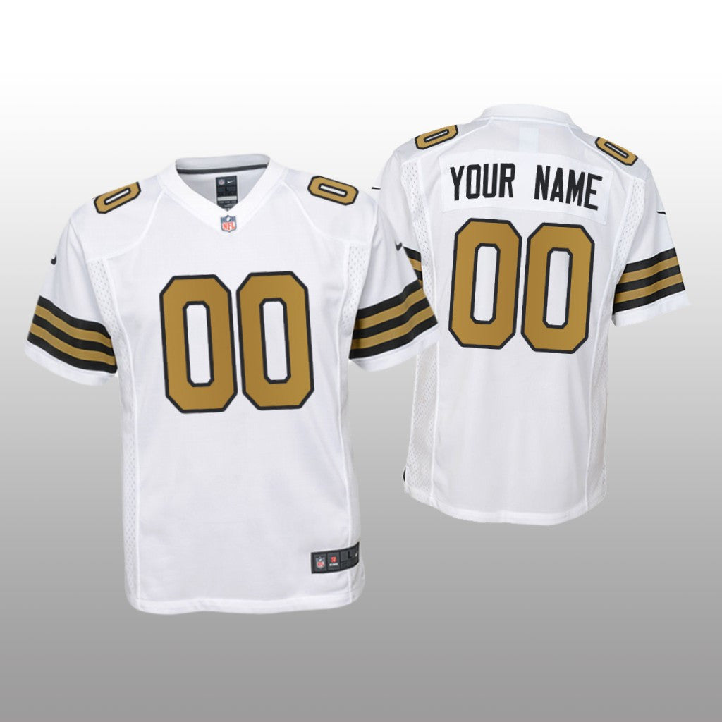 New Orleans Saints Custom White Jersey Game Youth