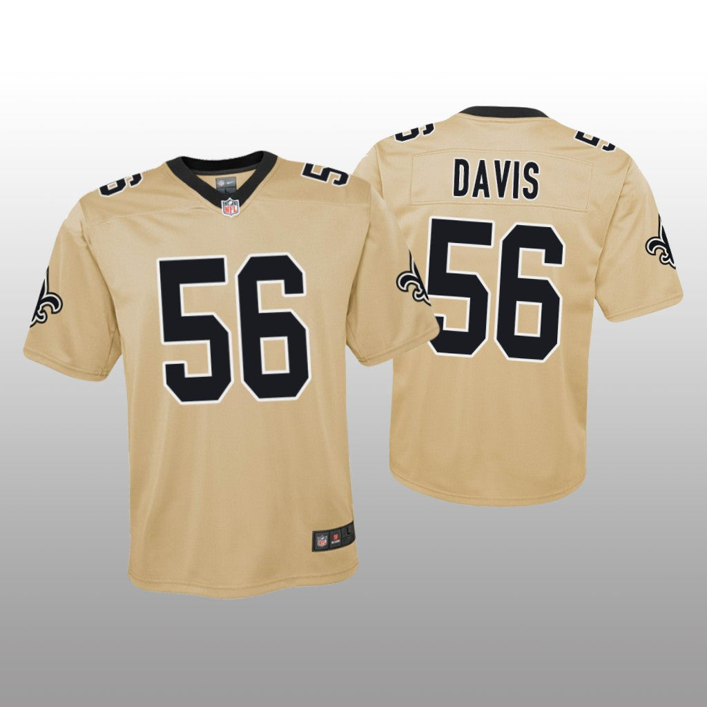 New Orleans Saints Demario Davis Gold Jersey Inverted Game Youth