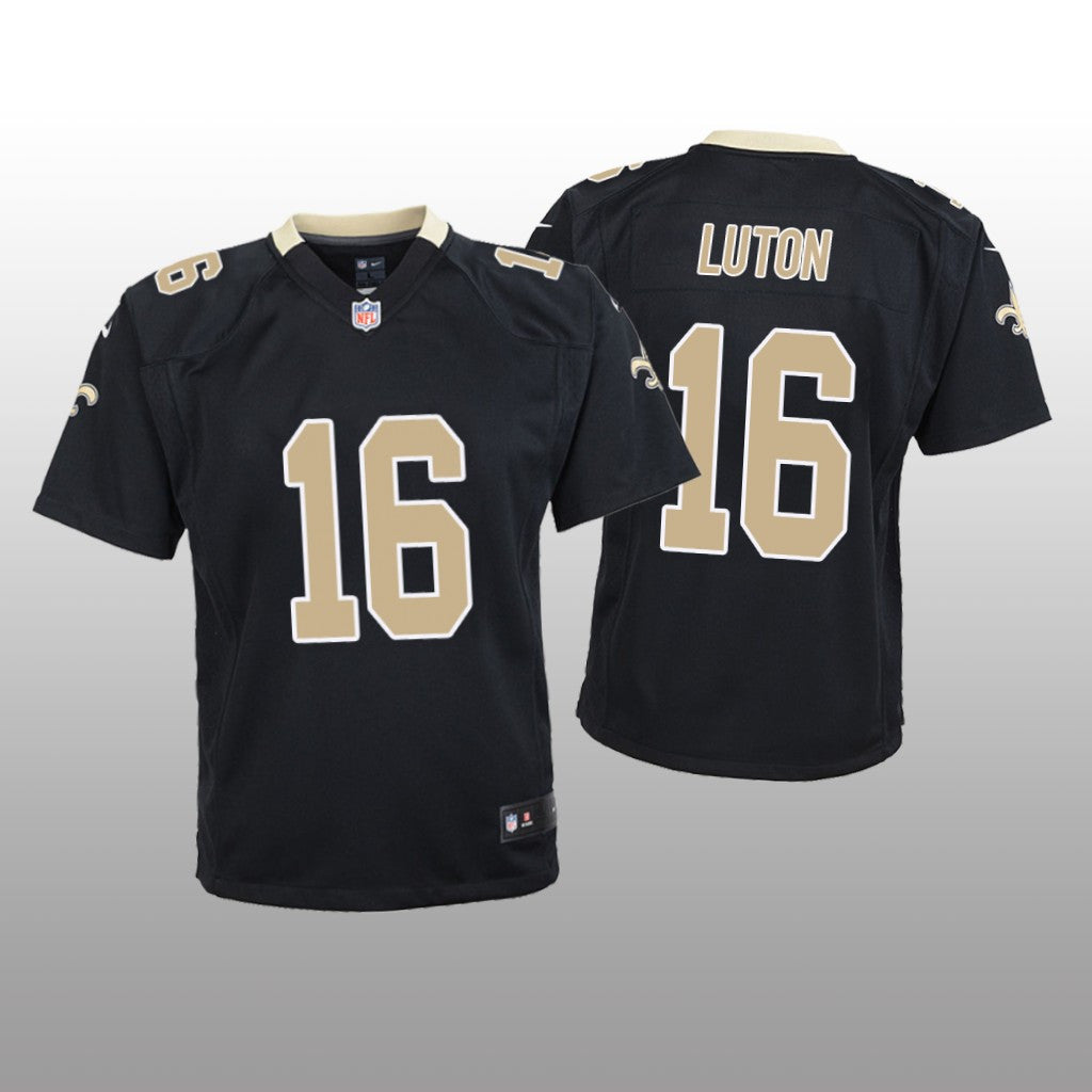 New Orleans Saints Jake Luton Black Jersey Game Youth