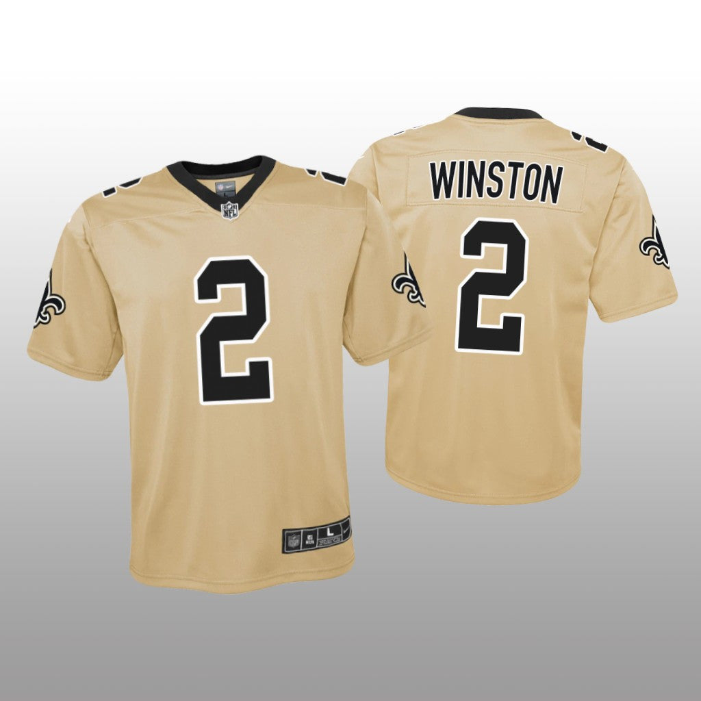 New Orleans Saints Jameis Winston Gold Jersey Inverted Game Youth