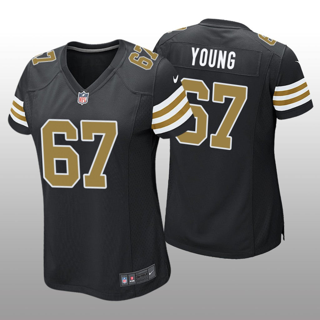 New Orleans Saints Landon Young Black Jersey Alternate Game Women's