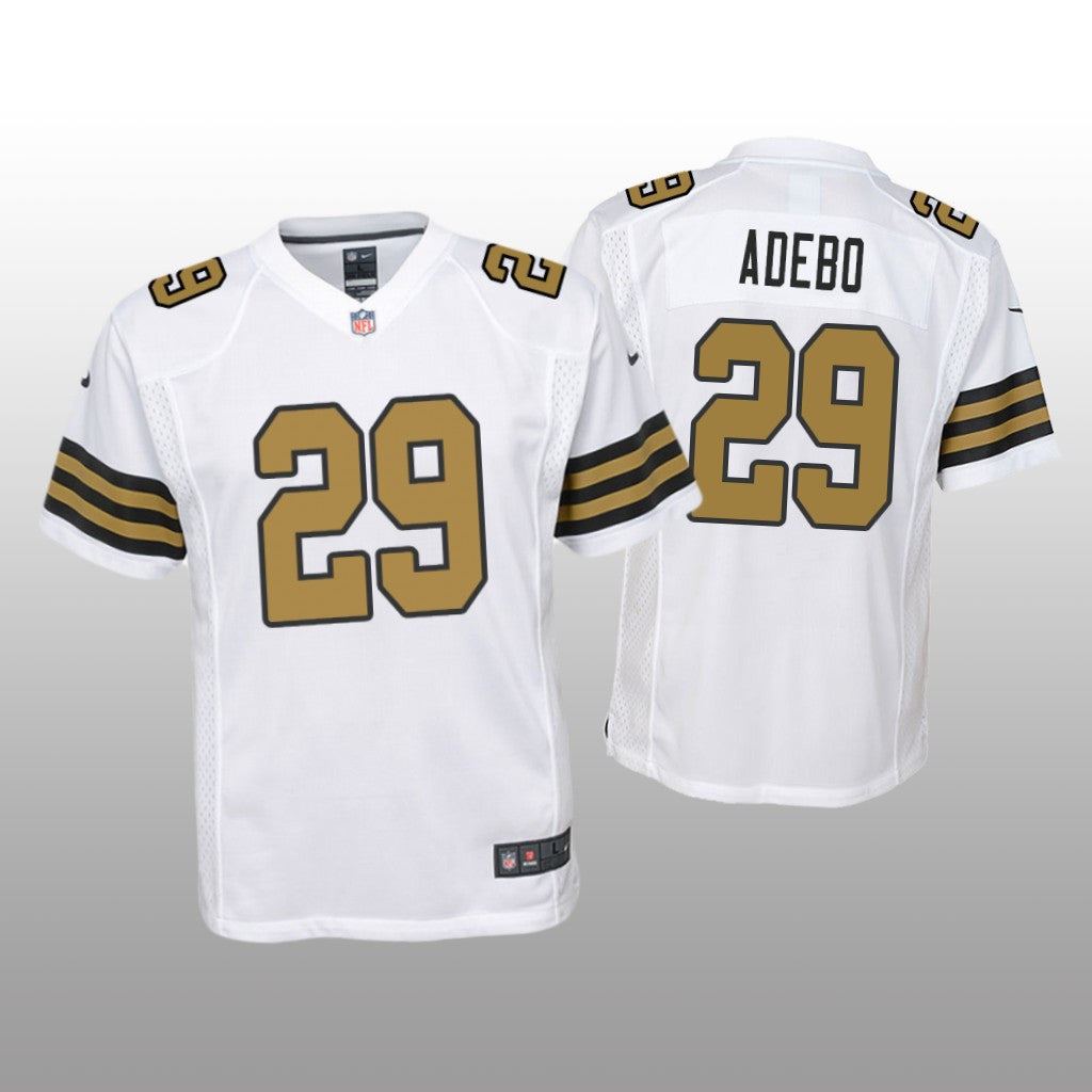New Orleans Saints Paulson Adebo White Jersey Color Rush Game Youth