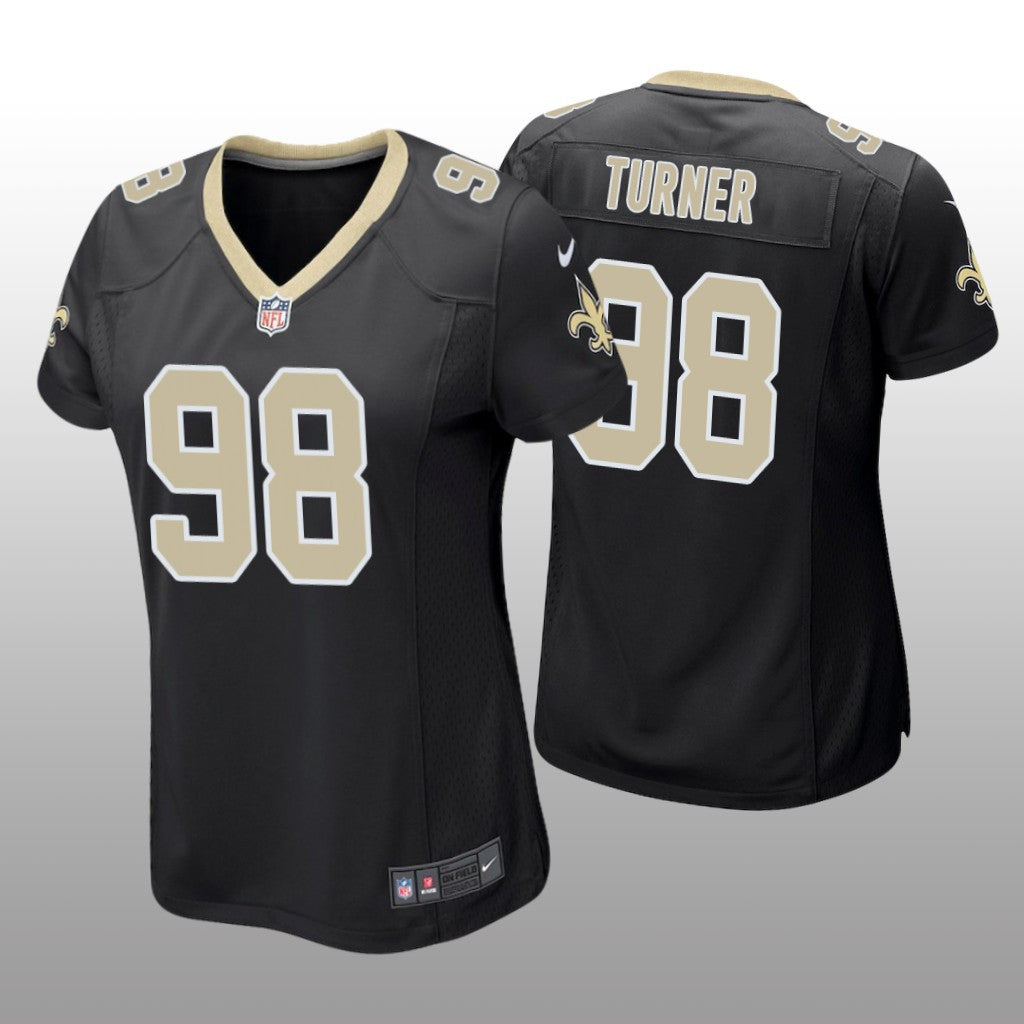 New Orleans Saints Payton Turner Black Jersey Game Women's