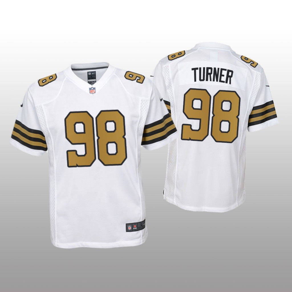 New Orleans Saints Payton Turner White Jersey Game Youth