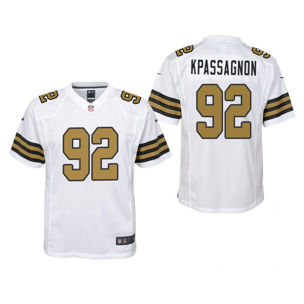 New Orleans Saints Tanoh Kpassagnon White Jersey Color Rush Game Youth