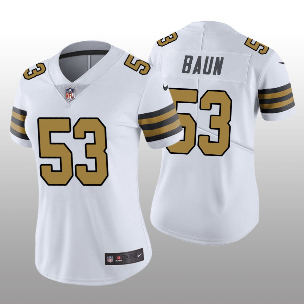 New Orleans Saints Zack Baun White Jersey Color Rush Limited Women's
