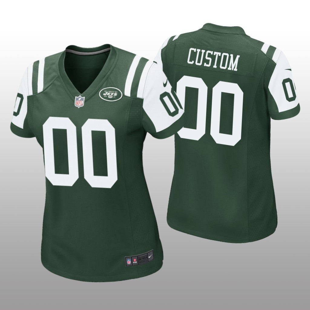 New York Jets #00 Green Custom Game Jersey Women's