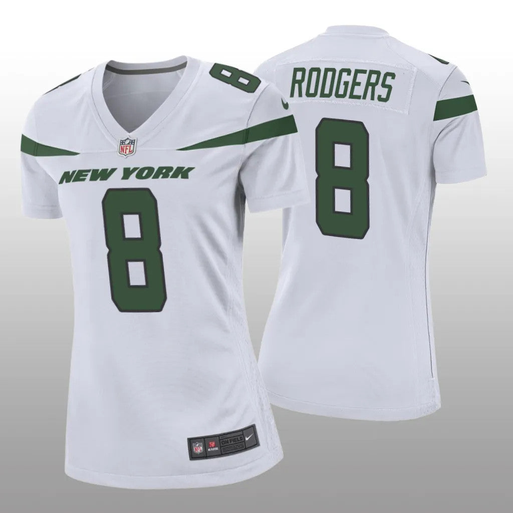 New York Jets Aaron Rodgers White Jersey Game Women's