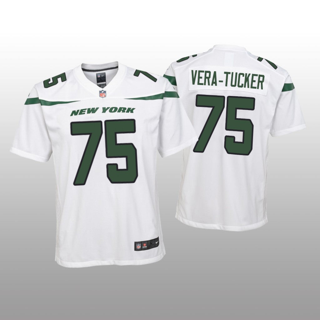 New York Jets Alijah Vera-Tucker White Jersey Game Youth