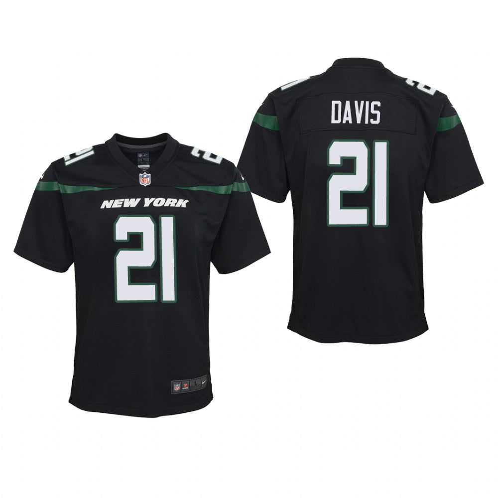 New York Jets Ashtyn Davis Black Jersey Game Youth