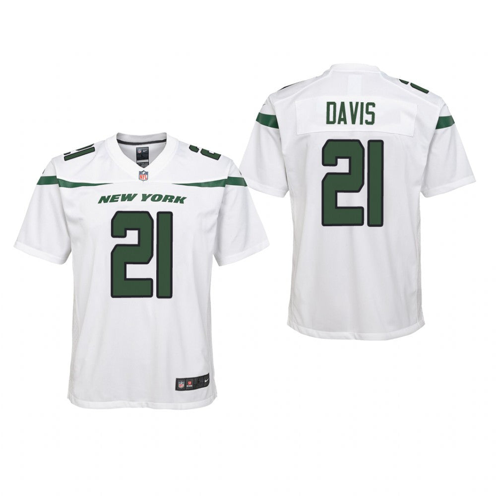 New York Jets Ashtyn Davis White Jersey Game Youth