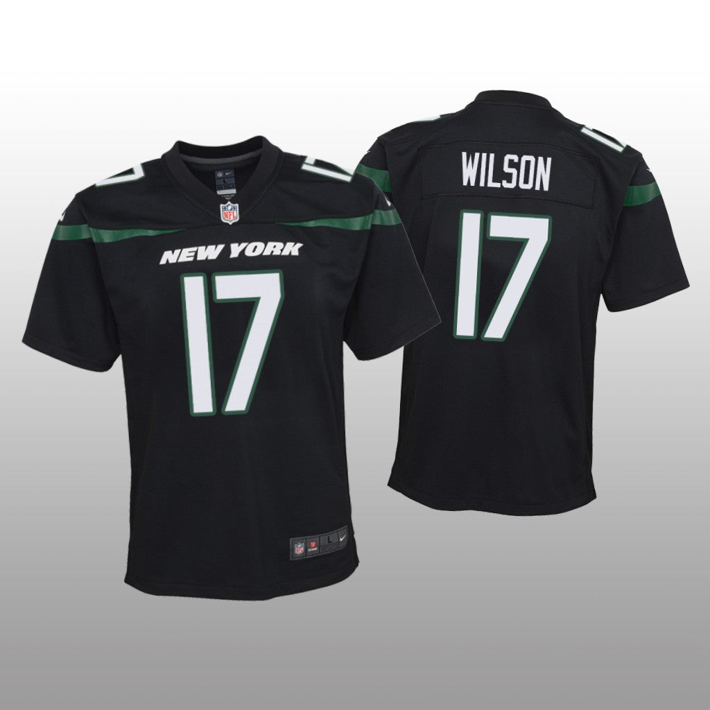 New York Jets Garrett Wilson Black Jersey Game Youth