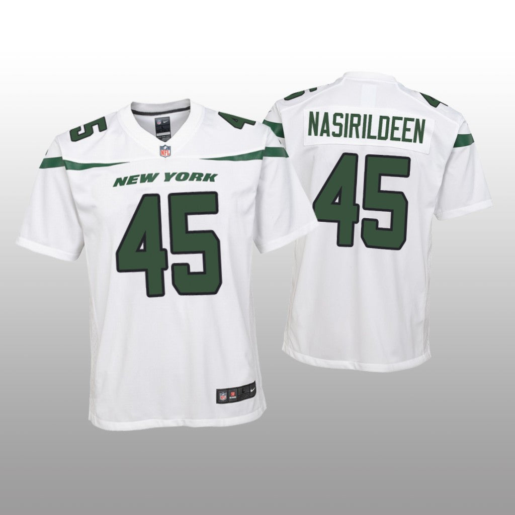 New York Jets Hamsah Nasirildeen White Jersey Game Youth