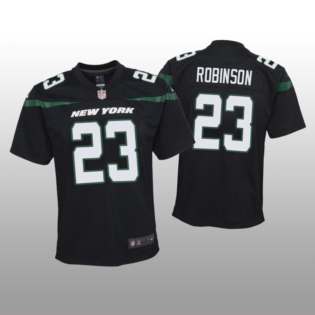 New York Jets James Robinson Black Jersey Game Youth