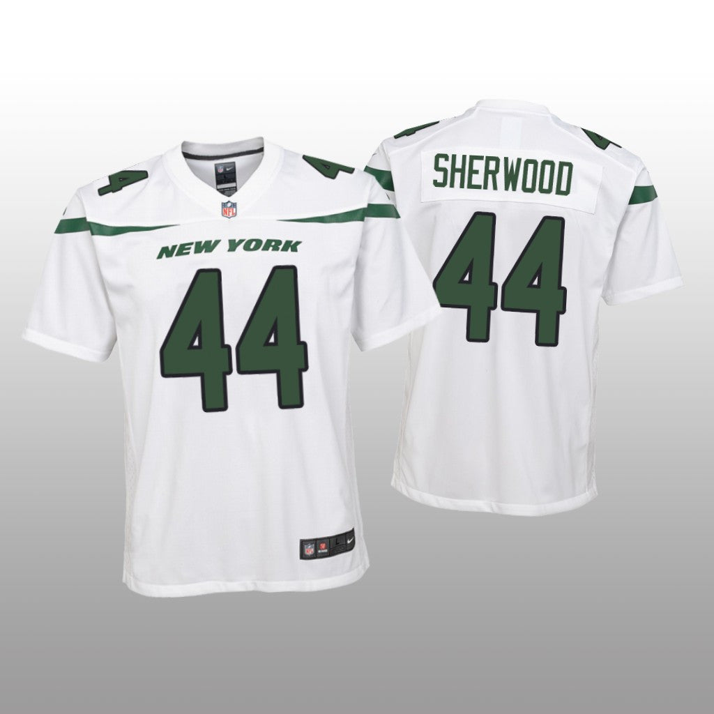 New York Jets Jamien Sherwood White Jersey Game Youth