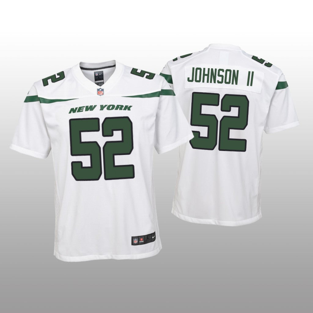 New York Jets Jermaine Johnson II White Jersey Game Youth