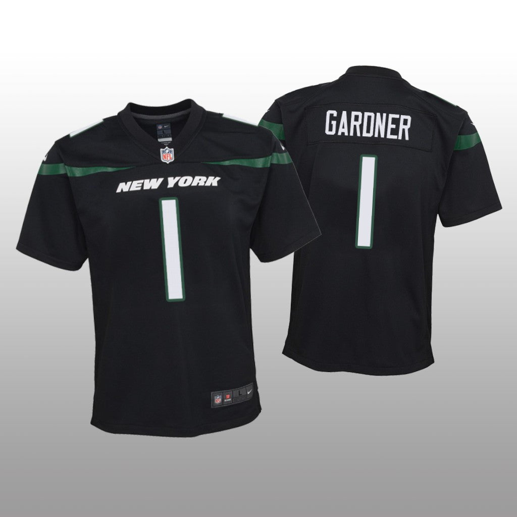 New York Jets Sauce Gardner Black Jersey Game Youth