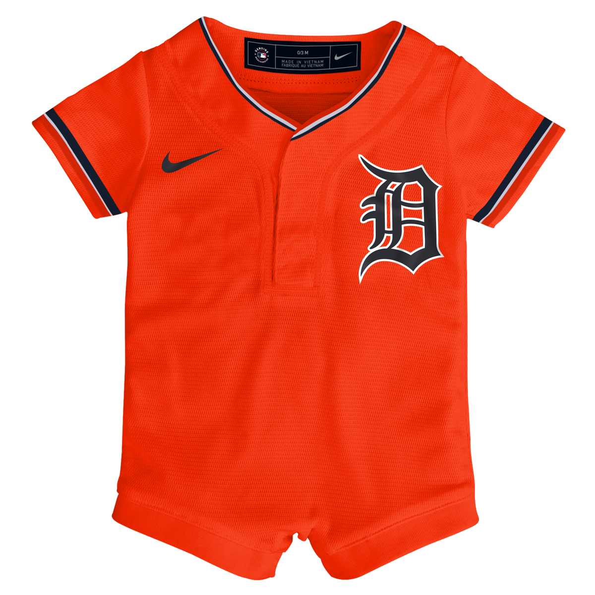 Newborn Detroit Tigers Nike Orange Alternate Replica Romper Jersey