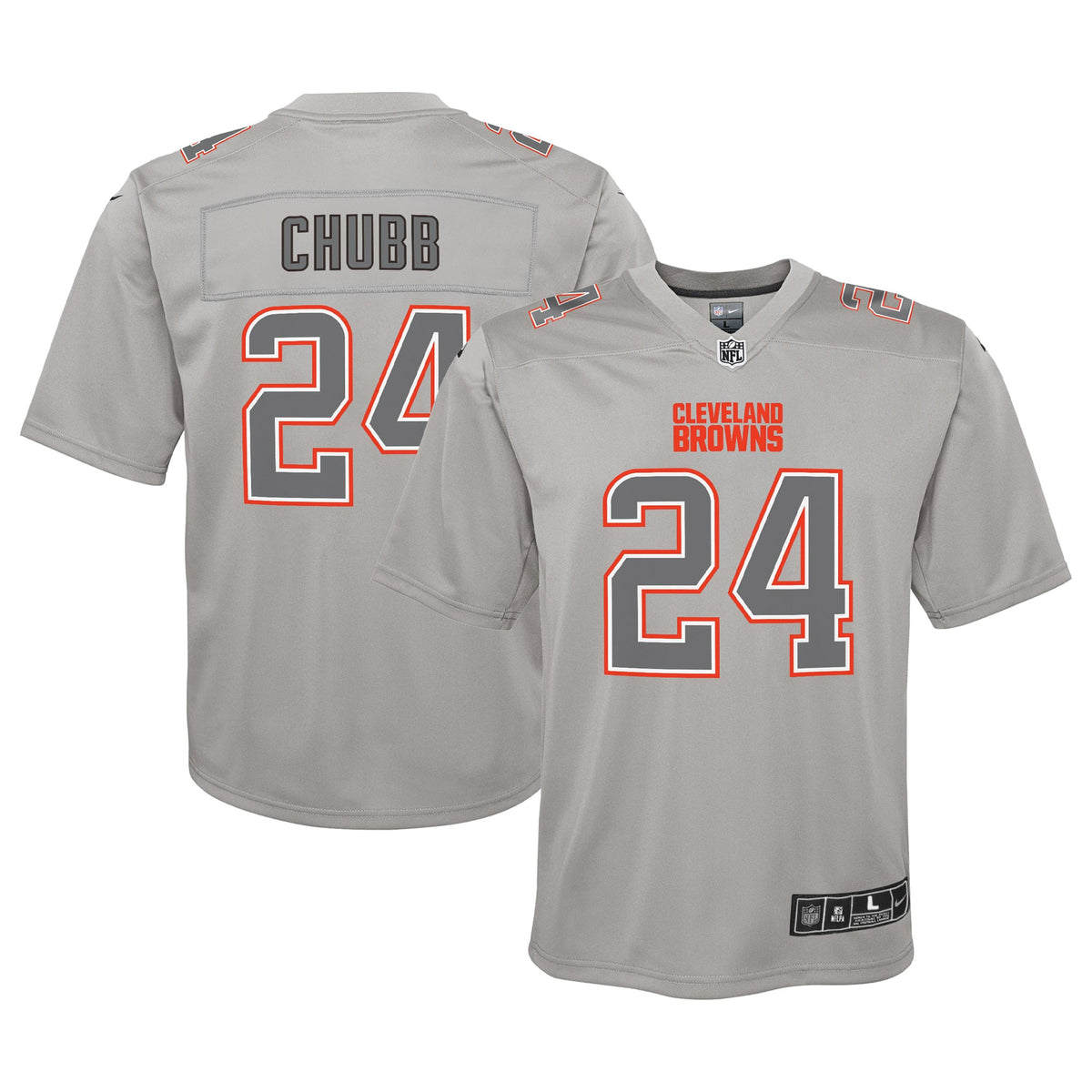 Nick Chubb Cleveland Browns Nike Youth Atmosphere Game Jersey Gray