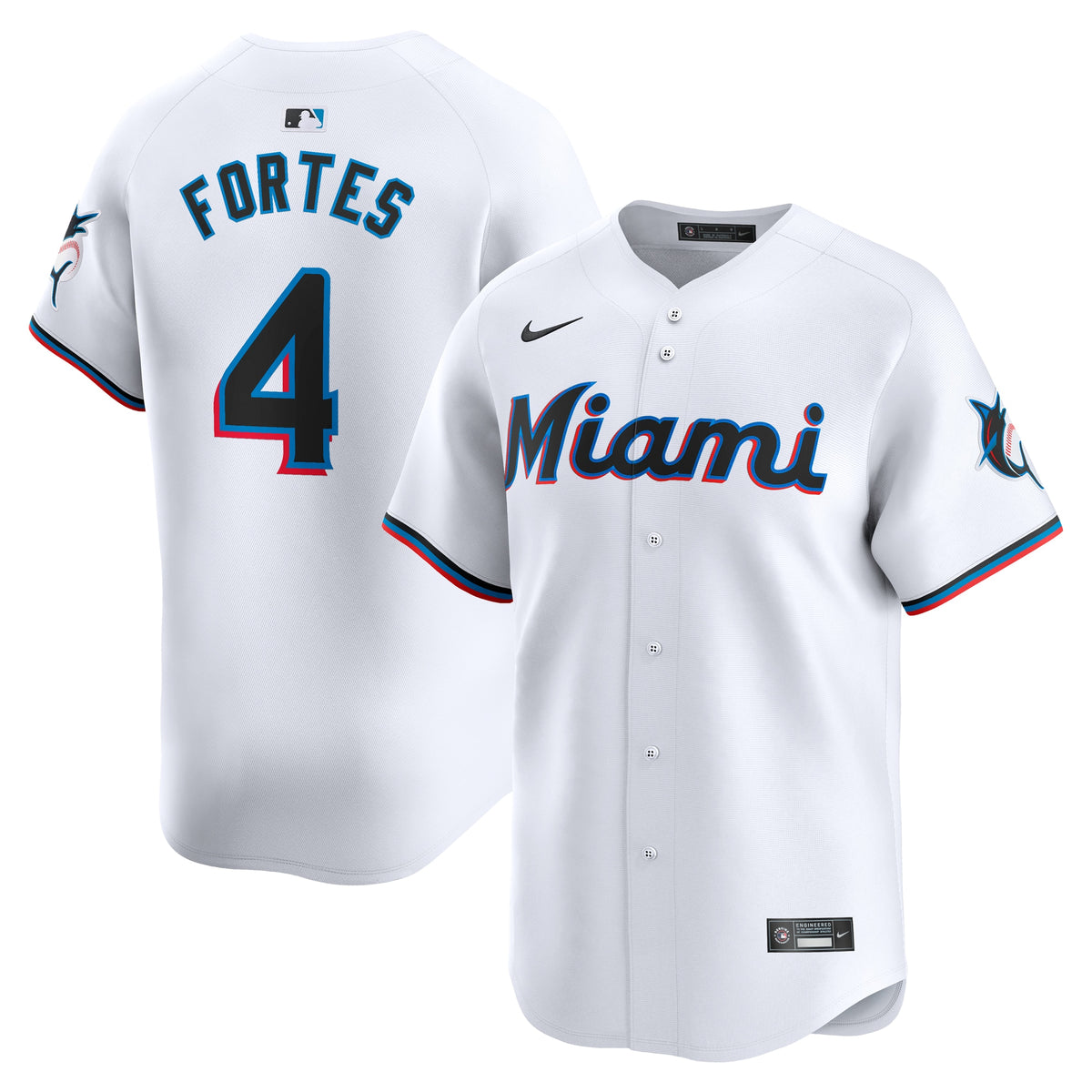 Nick Fortes Miami Marlins Nike Home Limited Player Jersey White