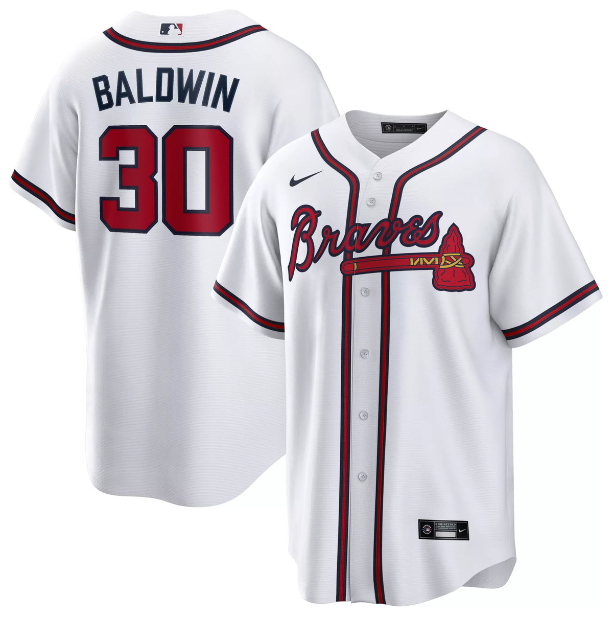 Nike Men's Atlanta Braves White Drake Baldwin #30 Home Replica Jersey