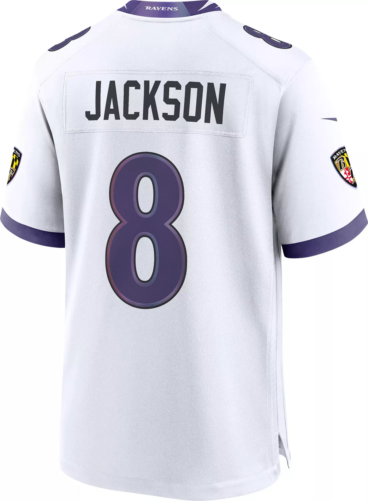 Nike Men's Baltimore Ravens Lamar Jackson #8 White Road Game Jersey