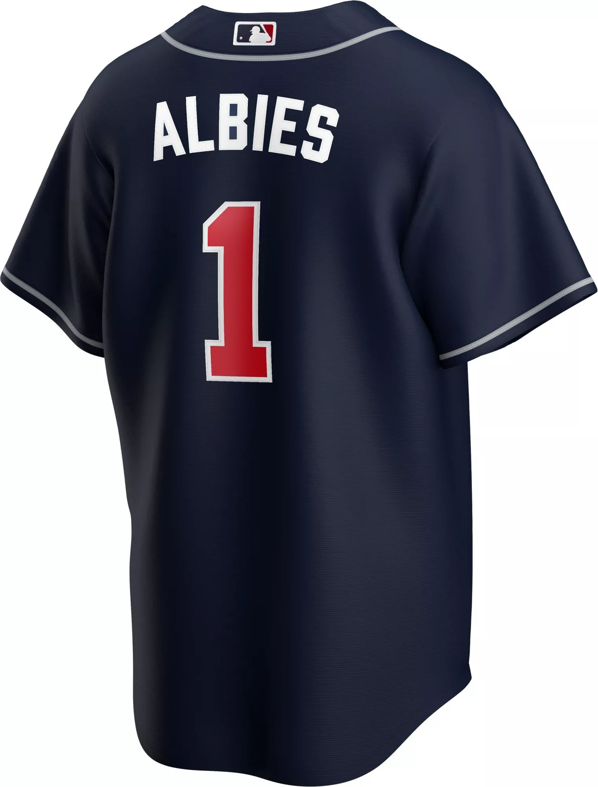 Nike Men's Replica Atlanta Braves Ozzie Albies #1 Navy Cool Base Jersey