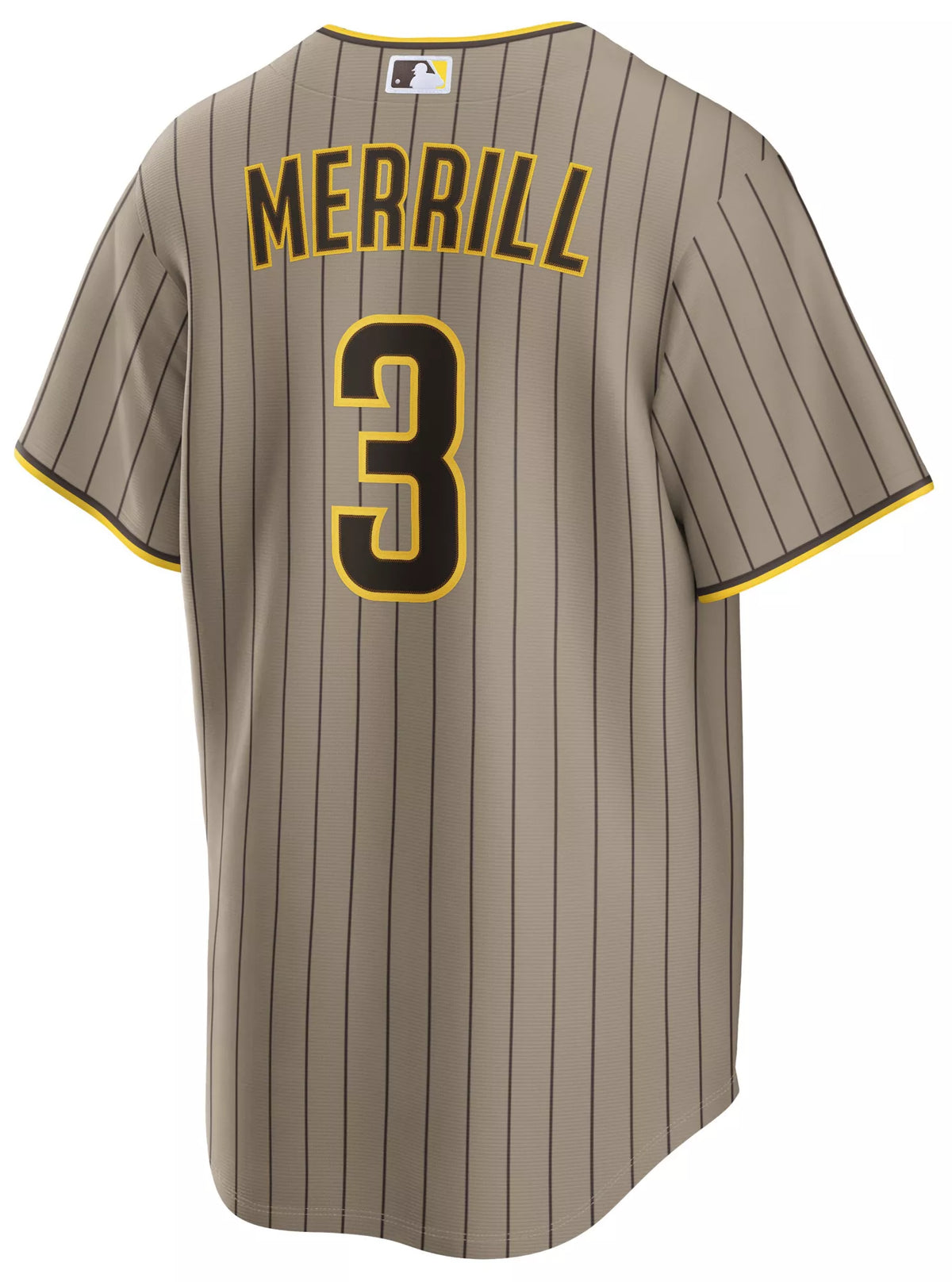Nike Men's San Diego Padres Khaki Jackson Merrill #3 Alternate Replica Jersey