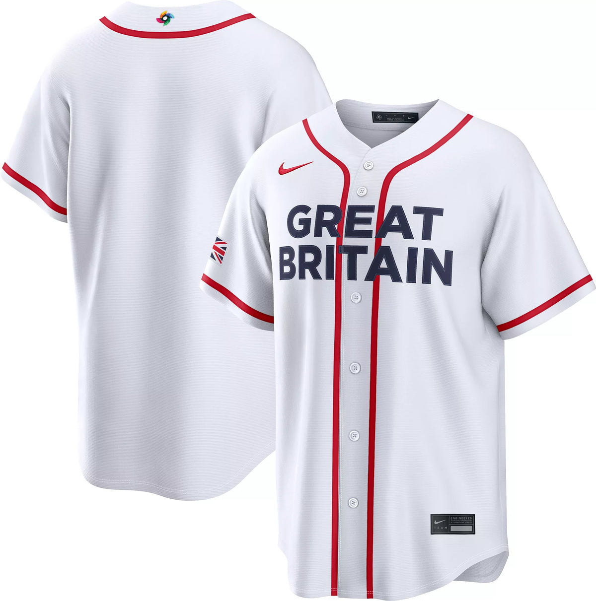 Nike Men's World Baseball Classic 2026 Great Britain White Blank Stadium Home Jersey